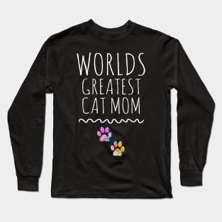 Worlds Great Cat Mom Gift Paw Print Cute Idea Long Sleeve T-Shirt